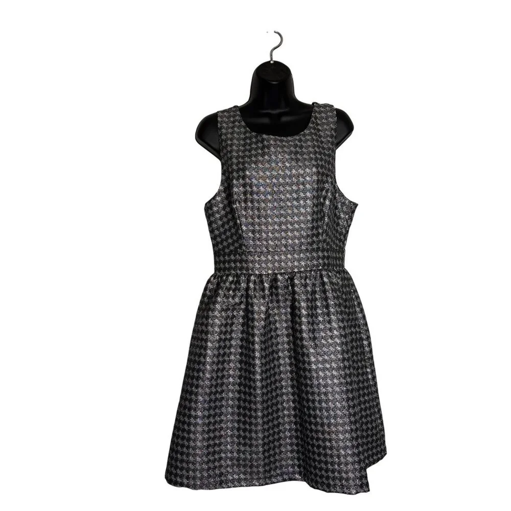 Isani For Target Black & Silver Feminine Retro Style Houndstooth Sleeveless - Picture 1 of 15